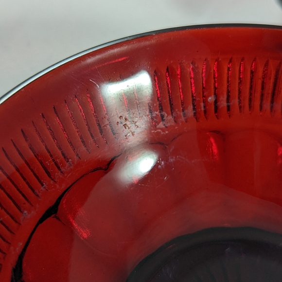 Vintage Anchor Hocking Coronation Royal Ruby Depression Glass Bowl set - Picture 9 of 12
